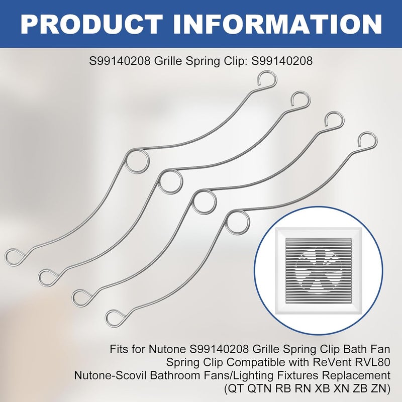 Pretwad 6 Pack S99140208 Grille Spring Clips - BroanNutone Vent Fan Repair Clips for Vent Fans and Bathroom Fans, Fan Cover Spring Clip Compatible with Models QT130LE-B, QT130E-B, QT140E-B, QTXE150 Etc - Image 3